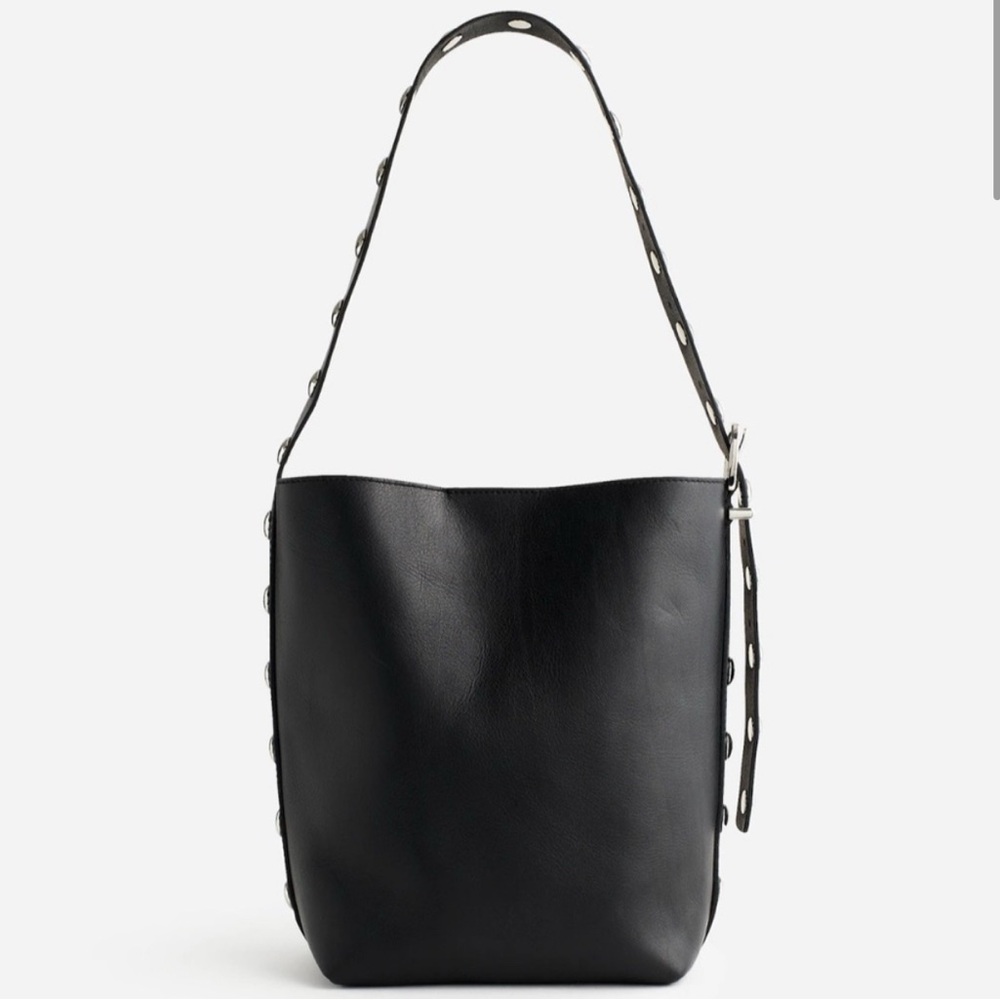 Madewell The Essential Medium Bucket Tote in True Black Multi Studded $188 NEW